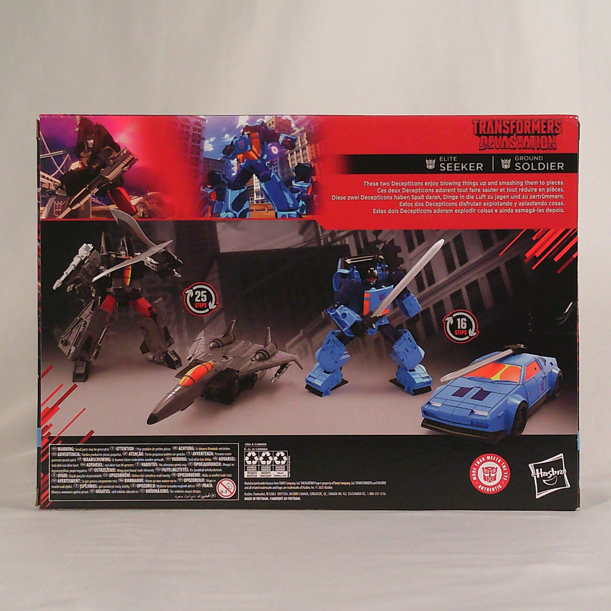 Transformers Devastation 2-pack, box back with alt modes