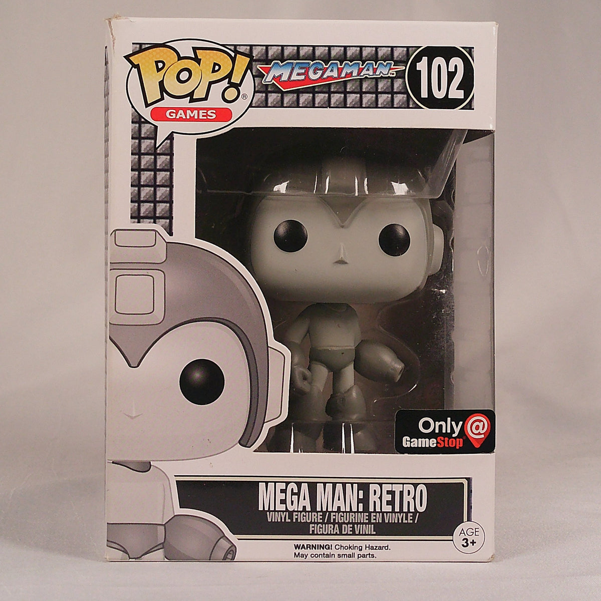 Funko Pop Mega Man Retro black and white 102 GameStop exclusive in box