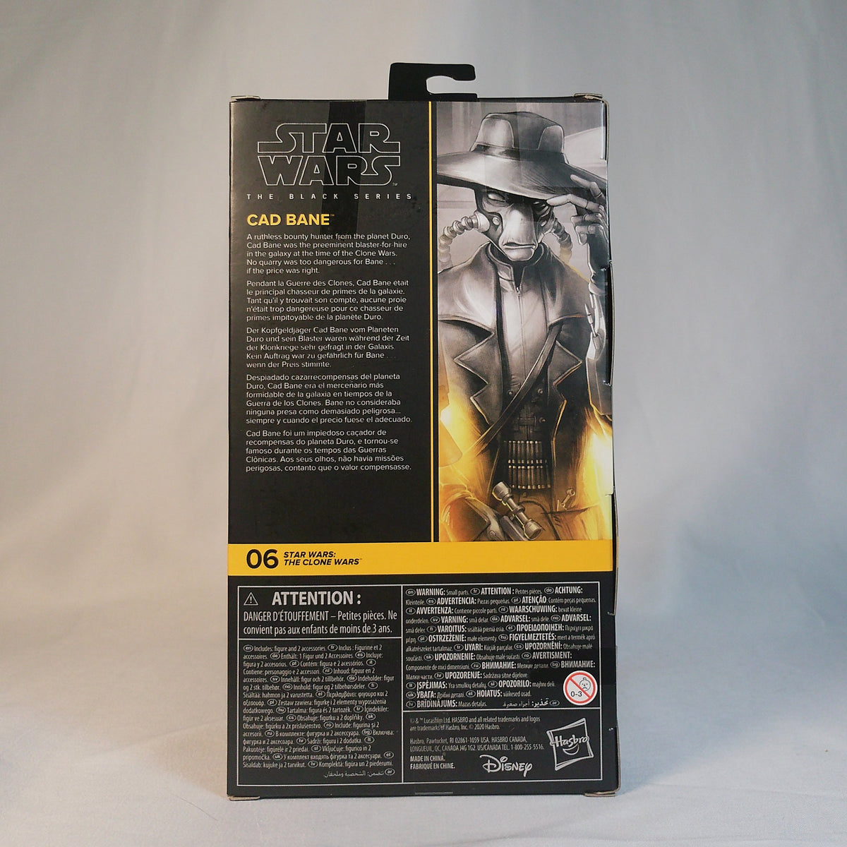 Cad Bane box back with character bio