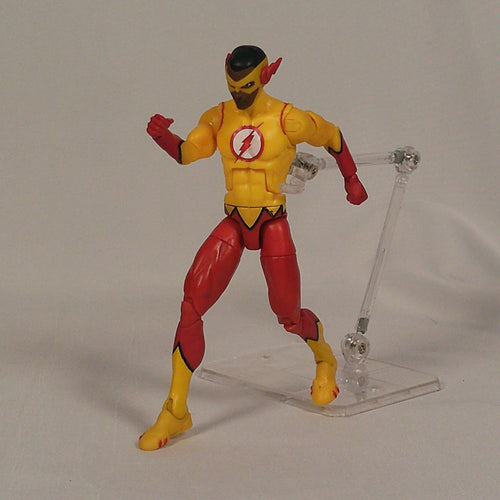 Kid Flash DC Multiverse figure on display stand, front view