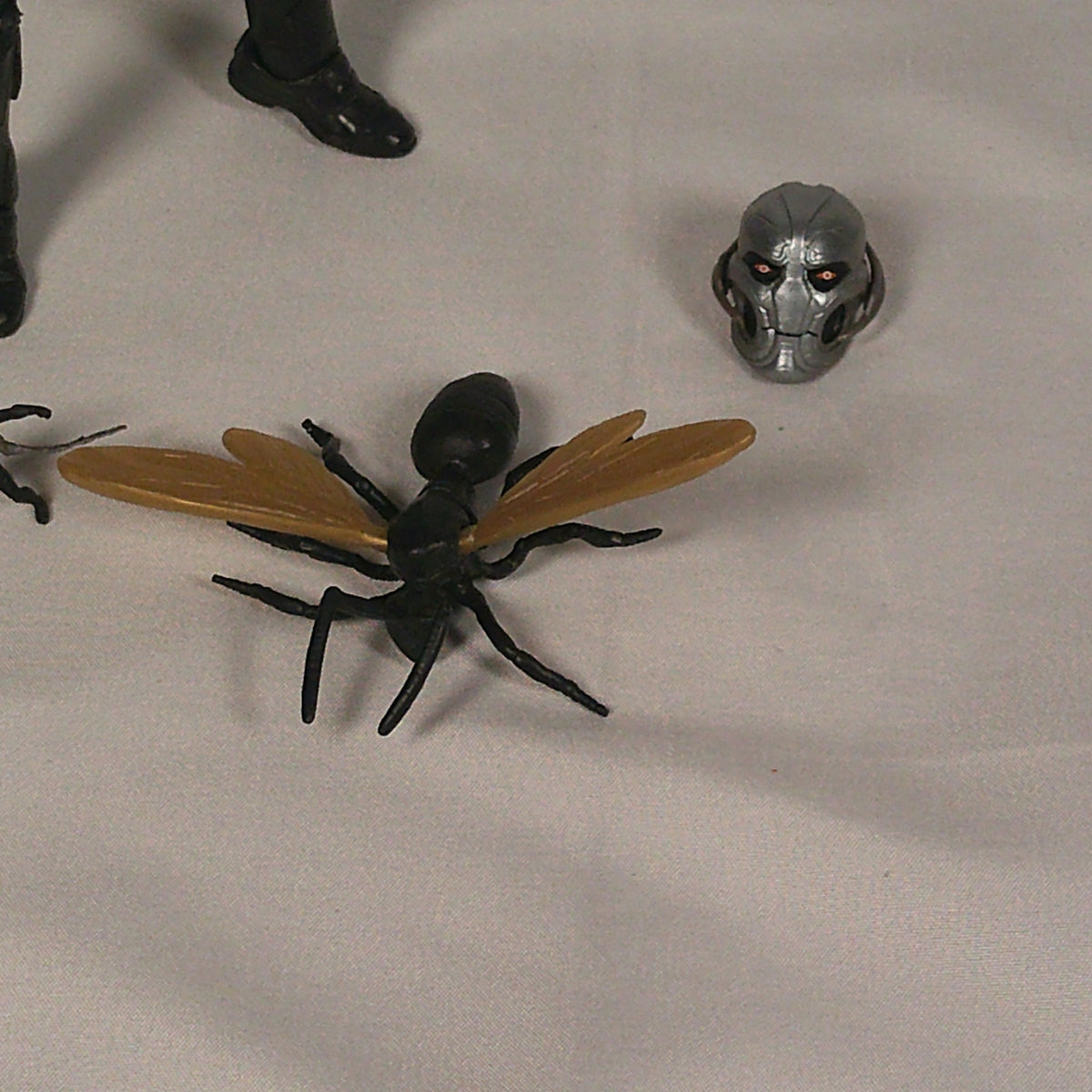 Ant-Man figure, close view of helmet and orange lenses